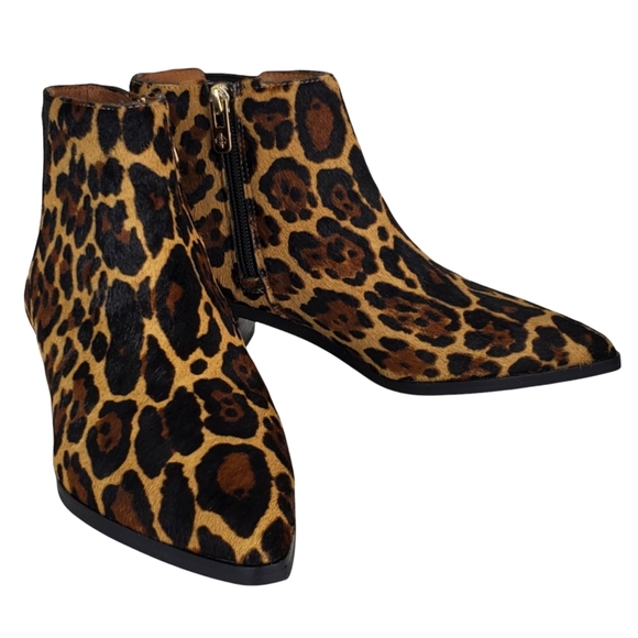 New Antonio Melani lavonnie leopard print haircalf block heel pointed booties - Picture 4 of 13